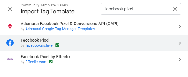 Google Tag Manager Facebook Pixel Template