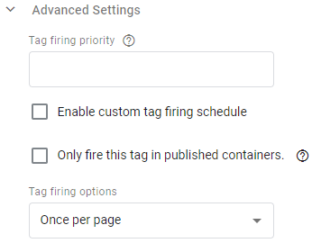 Google Tag Manager Tag Firing Option